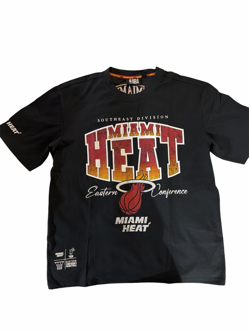 NBA Miami Heat Black T-Shirt with Red & white Logo